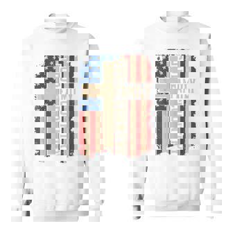 USA Flag God Family Country Patriotic Christian Faith Cross Sweatshirt Unisex | Mazezy