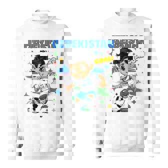 Uzbekistan Kid Goal Cartoon Uzbekistan Flag For Kids Sweatshirt Unisex | Mazezy