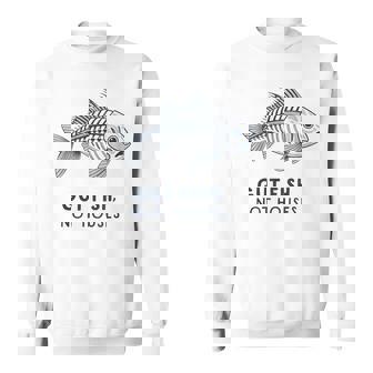 Vintage Fishing Saying Gut Fish Not Houses Art Sweatshirt Unisex | Mazezy