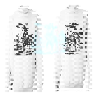 Vintage Heeler UFO Western Cowboy Australian Cattle Dog Dad Sweatshirt Unisex | Mazezy