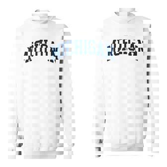 Vintage Michigan Look Maize Blue Men Retro Font Michigan Tee Sweatshirt Unisex | Mazezy