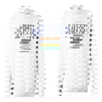 Vintage Retro Faded Mauritius Flag Sweatshirt Unisex | Mazezy