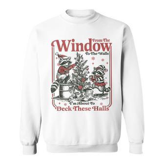 From The Windows To The Walls Retro Raccoon Christmas Sweatshirt - Thegiftio UK