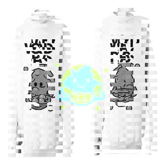 World Peas Pun Peace With Cute Earth And Pea Pod Sweatshirt - Monsterry