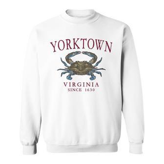 Yorktown Virginia Blue Crab Since 1630 Maroon Letters Sweatshirt Unisex | Mazezy