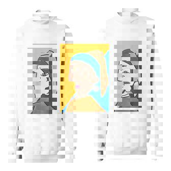 《バックプリント・背中側》【ピカソ風】真珠の耳飾りの少女／フェルメール（パロディ）【世界の名画】面白い スウェットシャツ - Kawaiitshirt