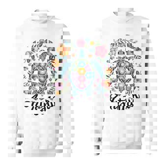 かわいいウミガメオーストラリア、楽しいトロピカルフラワーとハート スウェットシャツ - Kawaiitshirt