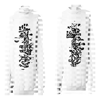 かわいいタツノオトシゴ ポリネシア トライバル マオリ柄 タツノオトシゴ 長袖tシャツ スウェットシャツ - Kawaiitshirt