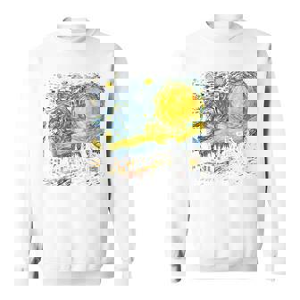 カエル 星月夜 面白い カエル ゴッホ 美的アート ミーム スウェットシャツ - Kawaiitshirt