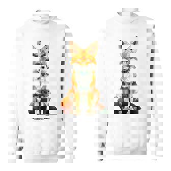 キツネ アニマル柄 グラフィック ポートレート イラスト 幾何学 キツネ スウェットシャツ - Kawaiitshirt