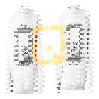 キツネ アニマル柄 モチーフ 紅葉 イラスト 自然 狐 スウェットシャツ - Kawaiitshirt