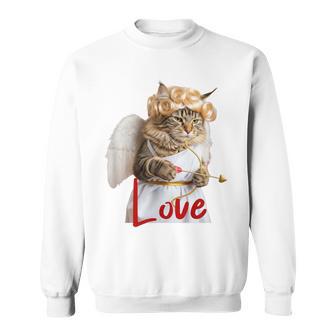 キューピッドコスチュームを着た面白い猫、聖バレンタインの猫の自撮り。 スウェットシャツ - Kawaiitshirt