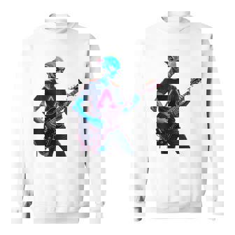 バックプリント ギタリスト エイリアン グラフィック ギター エイリアン ギタリスト スウェットシャツ - Kawaiitshirt