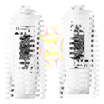 クイーンクラブ ポーカーカード トランプ ブラックジャックカード 長袖tシャツ スウェットシャツ - Kawaiitshirt