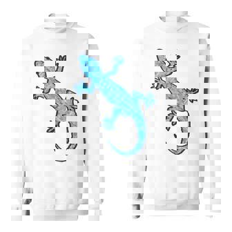 トライバル バティック パターン ヤモリトカゲ デニムブルーtシャツ スウェットシャツ - Kawaiitshirt