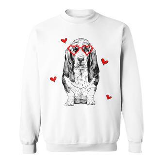 バセットハウンド ハートグラス バレンタインデー 犬 ママ スウェットシャツ - Kawaiitshirt