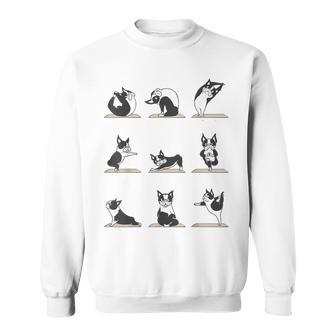 ボストンテリア ヨガ アサナ ポーズ 瞑想 おもしろtシャツ スウェットシャツ - Kawaiitshirt