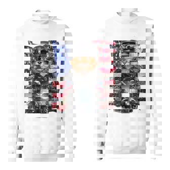 三毛猫 オレンジ猫 ねこ バイク 星条旗 アメリカ スウェットシャツ - Kawaiitshirt