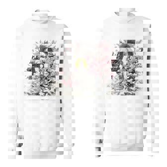 日本 浮世絵 観音菩薩 竜 桜 波 バックプリント 長袖tシャツ スウェットシャツ - Kawaiitshirt