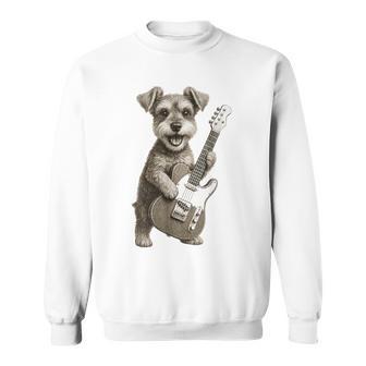 面白いtシャツ シュナウザー 犬 ギター イヌ メンズ 犬好き グッズ かわいい おもしろ 面白い 服 ネタ スウェットシャツ - Kawaiitshirt