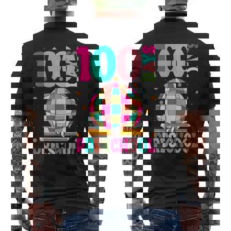 100 Days Preschool Pencil 100th Day Of School Retro Disco Men's Back Print T-Shirt | Mazezy