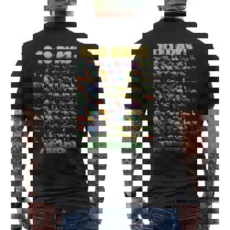 100 Days Of School Dinosaur 100 Days Smarter Men's Back Print T-Shirt | Mazezy