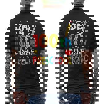 100 Days Of School Preschool 100 Days Smarter Kids Teacher Men's Back Print T-Shirt | Mazezy