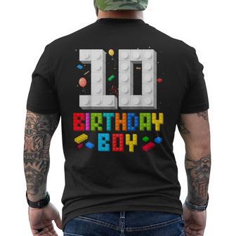 10Th Birthday Boy Master Builder 10 Years Old Building Block Men's T-shirt Back Print - Thegiftio UK