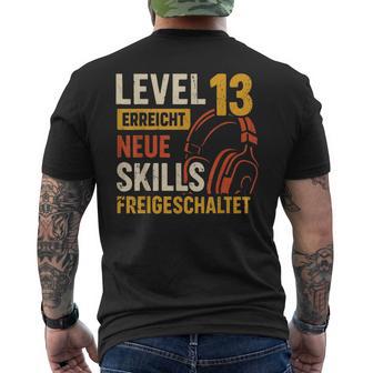13 Geburtstag Jungenideo Gamer Level 13 Erreicht Junge T-Shirt mit Rückendruck - Geschenkecke