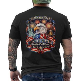 1776-2026 Eagle 250 Years Of Freedom Patriot American Men's T-shirt Back Print - Monsterry