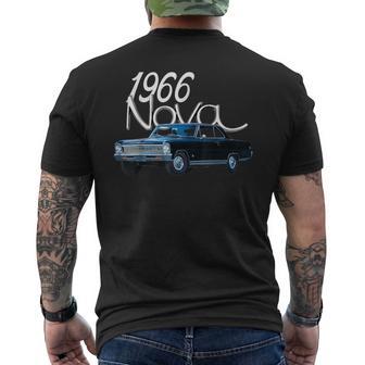 1966 66 Chevys Nova Classic Car Old School Muscle Blue Car Men's T-shirt Back Print - Thegiftio UK
