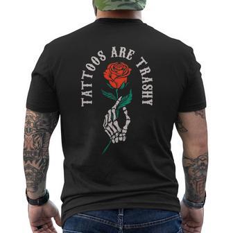 2 Side Tattoos Are Trashy Skull Skeleton Sayin Quote Men's T-shirt Back Print - Monsterry