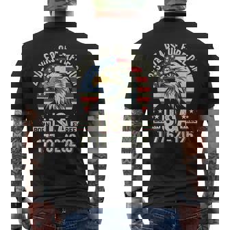 250 Anniversary Usa Eagle American Flag On Back Men's T-shirt Back Print - Thegiftio