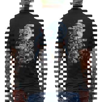 3 マウス 月 3 匹のネズミ 面白い げっ歯類 恋人 ユーモア 空 夜 長袖tシャツ メンズTシャツ バックプリント - Kawaiitshirt