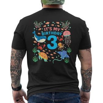 3Rd It's My Birthday Ocean 3 Year Old Sea Fish Aquarium Men's T-shirt Back Print | Mazezy