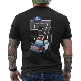 3° Compleanno Auto Della Polizia 3 Anni Regalo Di Compleanno T-shirt da uomo con stampa posteriore - Novitaregali