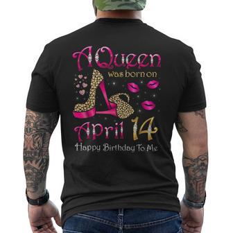 4月14日に女王が生まれた私にお誕生日おめでとう メンズTシャツ バックプリント - Kawaiitshirt