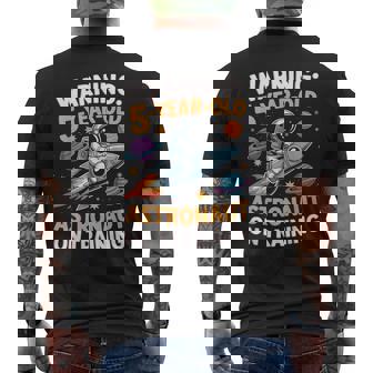 5 Year Old Astronaut 5th Birthday Planets Space Birthday Men's Back Print T-Shirt | Mazezy