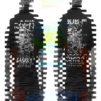 5Th Birthday Monster Truck Dinosaur Party Boys Rawr I'm 5 Men's T-shirt Back Print - Thegiftio