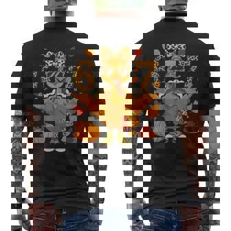 6 7 Thanksgiving Leopard Bow Turkey Six Seven Meme Men's Back Print T-Shirt | Mazezy