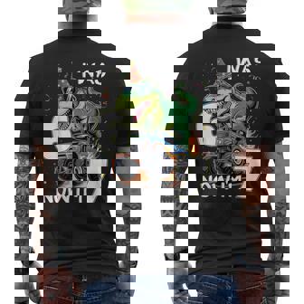 I Was 6 Now I'm 7 Birthday Boy Dinosaur Monster Truck 67 Men's T-shirt Back Print - Monsterry