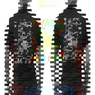 I Was 6 Now I'm 7 Birthday Dabbing Dinosaur 7 Years Old Boy Men's T-shirt Back Print - Thegiftio