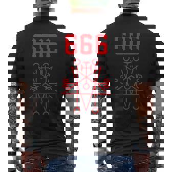 666 悪魔 悪魔のペンタグラム 獣のマーク メンズTシャツ バックプリント - Kawaiitshirt