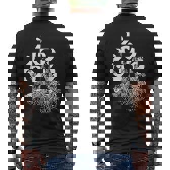 666 野獣のマークにぶら下がっているナマケモノ 面白いサタンシャツ メンズTシャツ バックプリント - Kawaiitshirt