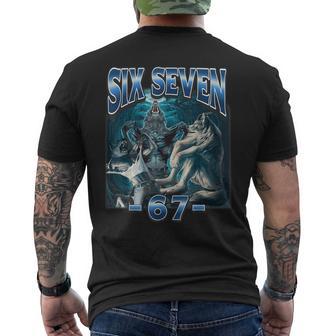 67 Alpha Wolf Meme Six Seven Humor Men's T-shirt Back Print - Thegiftio UK
