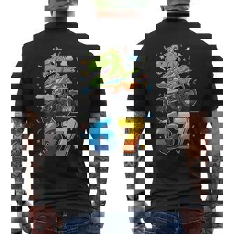 67 Meme T Rex Dinosaur Monster Truck Six Seven Boys Youth Men's Back Print T-Shirt | Mazezy