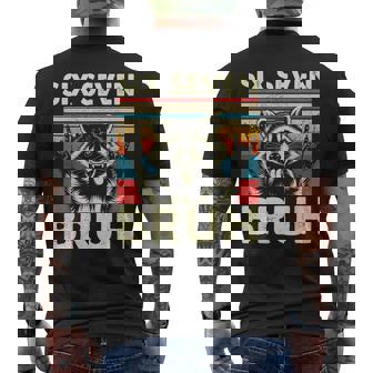 67 Raccoon Rock Graphic Tee Vintage Six Seven 6 7 Meme Men's Back Print T-Shirt | Mazezy