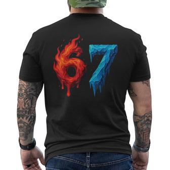 67Ixeven 6-7 Flammendes Eis Gen Alpha Brainrot Meme T-Shirt mit Rückendruck - Geschenkecke