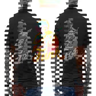 70年代レトロ・ファンク・アフロ・バンド・ギタリスト ジャズ・ファンク&ソウル メンズTシャツ バックプリント - Kawaiitshirt