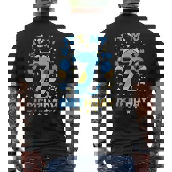 7Th Birthday Boy Blue Dog Theme Party Seven Cool 7 Year Old Men's T-shirt Back Print - Monsterry
